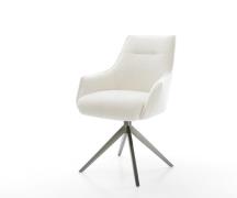 DELIFE Draaistoel Alja-Flex met armleuning bouclé zacht beige kruisfra...