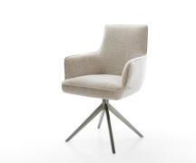 DELIFE Draaistoel Heira-Flex met armleuning geweven stof beige kruisfr...