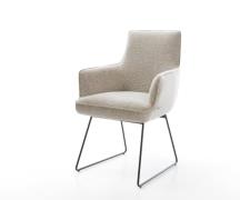 DELIFE Eetkamerstoel Heira-Flex met armleuning geweven stof beige slip...