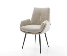 DELIFE Eetkamerstoel Clea-Flex geweven stof beige 4-poot conisch zwart...