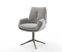 DELIFE Draaistoel Clea-Flex zachte stof met structuur grijs kruispoot ...