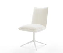 DELIFE Draaistoel Lelio-Flex bouclé zacht beige kruispoot wit 360° dra...
