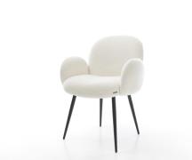 DELIFE Eetkamerstoel Nube-Flex met armleuning bouclé zacht beige 4-poo...