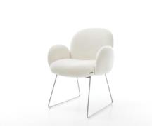 DELIFE Eetkamerstoel Nube-Flex met armleuning bouclé zacht beige slipf...