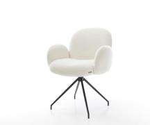 DELIFE Eetkamerstoel Nube-Flex met armleuning bouclé zacht beige kruis...