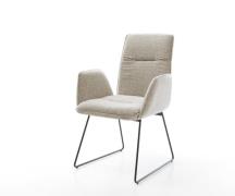 DELIFE Eetkamerstoel Vinja-Flex geweven stof beige slipframe zwart