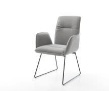 DELIFE Eetkamerstoel Vinja-Flex zachte stof met structuur grijs slipfr...