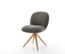 DELIFE Draaistoel Nube-Flex bouclé zacht mud houten frame hoekig natuu...