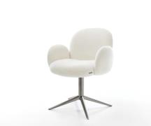 DELIFE Draaistoel Nube-Flex met armleuning bouclé zacht beige kruispoo...