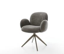 DELIFE Draaistoel Nube-Flex met armleuning bouclé zacht mud kruisframe...