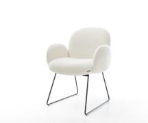 DELIFE Eetkamerstoel Nube-Flex met armleuning bouclé zacht beige slipf...