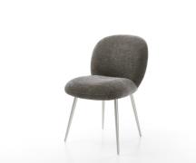 DELIFE Eetkamerstoel Nube-Flex bouclé zacht mud 4-poot conisch roestvr...