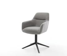 DELIFE Draaistoel Pejo-Flex zachte stof met structuur grijs kruispoot ...