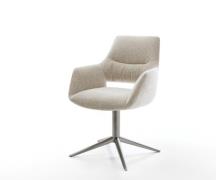 DELIFE Draaistoel Yago-Flex met armleuning geweven stof beige kruispoo...