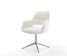 DELIFE Draaistoel Yago-Flex met armleuning bouclé zacht beige kruispoo...