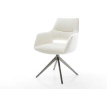 DELIFE Draaistoel Yago-Flex met armleuning bouclé zacht beige kruisfra...