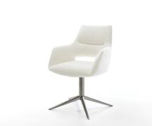 DELIFE Draaistoel Yago-Flex met armleuning bouclé zacht beige kruispoo...