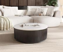 DELIFE Salontafel Fiorano 90x90 cm marmer wit metaal zwart antiek