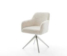 DELIFE Draaistoel Greg-Flex pluchen crème-wit kruisframe breed roestvr...