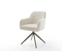 DELIFE Draaistoel Greg-Flex pluchen crème-wit kruisframe breed afwerki...