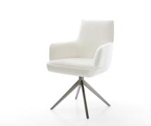 DELIFE Draaistoel Heira-Flex met armleuning bouclé zacht beige kruisfr...