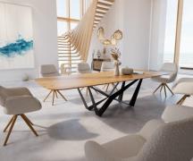 DELIFE Eettafel Edge Boot 300x120x2,5-3 eiken natuur Spider staal  zwa...