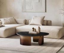 DELIFE Salontafel Marvello 100x50 cm marmer zwart goud metaal goud fus...