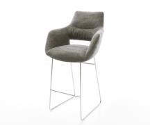 DELIFE Barstoel Yago-Flex Bouclé zacht Mud Sledeonderstel roestvrij st...