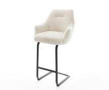 DELIFE Barstoel Alja-Flex Pluchen Crème-wit Vrijkantelframe plat metaa...