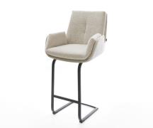 DELIFE Barstoel Clea-Flex Zachte Geweven stof Beige Vrijkantelframe pl...