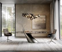 DELIFE Eettafel Edge Oval 280x130 keramiek  Iris FMG Agatablack Cono m...