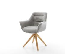 DELIFE Draaistoel Kaira-Flex zachte stof met structuur grijs houten fr...