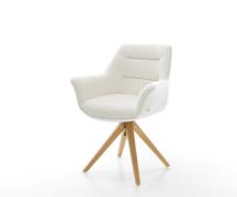 DELIFE Draaistoel Kaira-Flex bouclé zacht beige houten frame hoekig na...