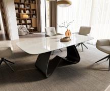 DELIFE Eettafel Edge boot 200x100 cm keramiek Onyx Champagne W-onderst...