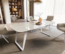 DELIFE Eettafel Edge boot 200x100 cm keramiek Onyx Champagne schuin on...