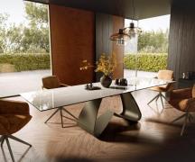 DELIFE Eettafel Edge 300x100 cm keramiek Onyx Champagne W-onderstel me...