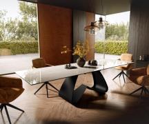 DELIFE Eettafel Edge 300x100 cm keramiek Onyx Champagne W-onderstel me...