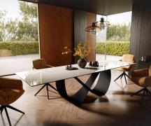 DELIFE Eettafel Edge 300x100 cm keramiek Onyx Champagne Infinity metaa...