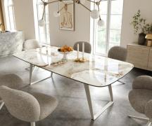 DELIFE Eettafel Edge Boot 240x120 cm Keramiek Minas Melange Wit-Beige ...