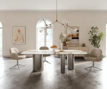 DELIFE Eettafel Edge Boot 240x120 cm Keramiek Minas Melange Wit-Beige ...