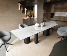 DELIFE Eettafel Edge 300x100 cm keramiek Onyx Pearl Troa metaal zwart