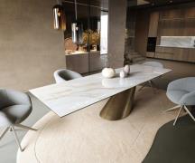 DELIFE Eettafel Edge 300x100 cm keramiek Onyx Pearl Cono metallic goud