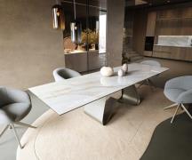 DELIFE Eettafel Edge 300x100 cm keramiek Onyx Pearl W-onderstel metaal...