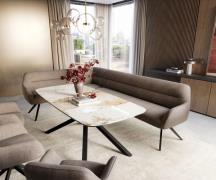 DELIFE Eetkamerbank Taya-Flex 285x190 cm zachte stof met structuur tau...