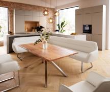 DELIFE Eetkamerbank Taya-Flex 285x190 cm bouclé crème-wit platte slede...