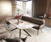 DELIFE Eetkamerbank Taya-Flex 285x190 cm zachte stof met structuur tau...