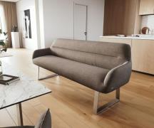 DELIFE Eetkamerbank Taya-Flex 200 cm zachte stof met structuur taupe g...