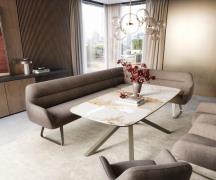 DELIFE Eetkamerbank Taya-Flex 285x190 cm zachte stof met structuur tau...