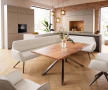 DELIFE Eetkamerbank Taya-Flex 285x190 cm bouclé crème-wit hoekig kruis...