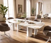 DELIFE Eettafel Edge Boot 260x120 cm Keramiek Minas Melange Wit-Beige ...
